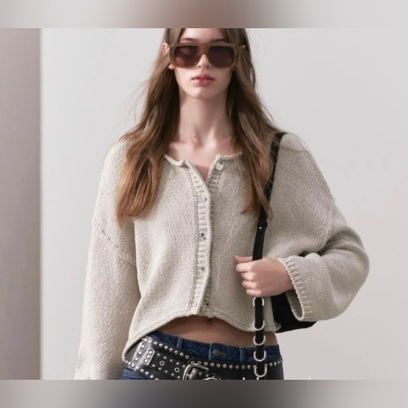 Zara BOATNECK KNIT CARDIGAN SOLD OUT TRENDING Size S - Picture 4 of 7